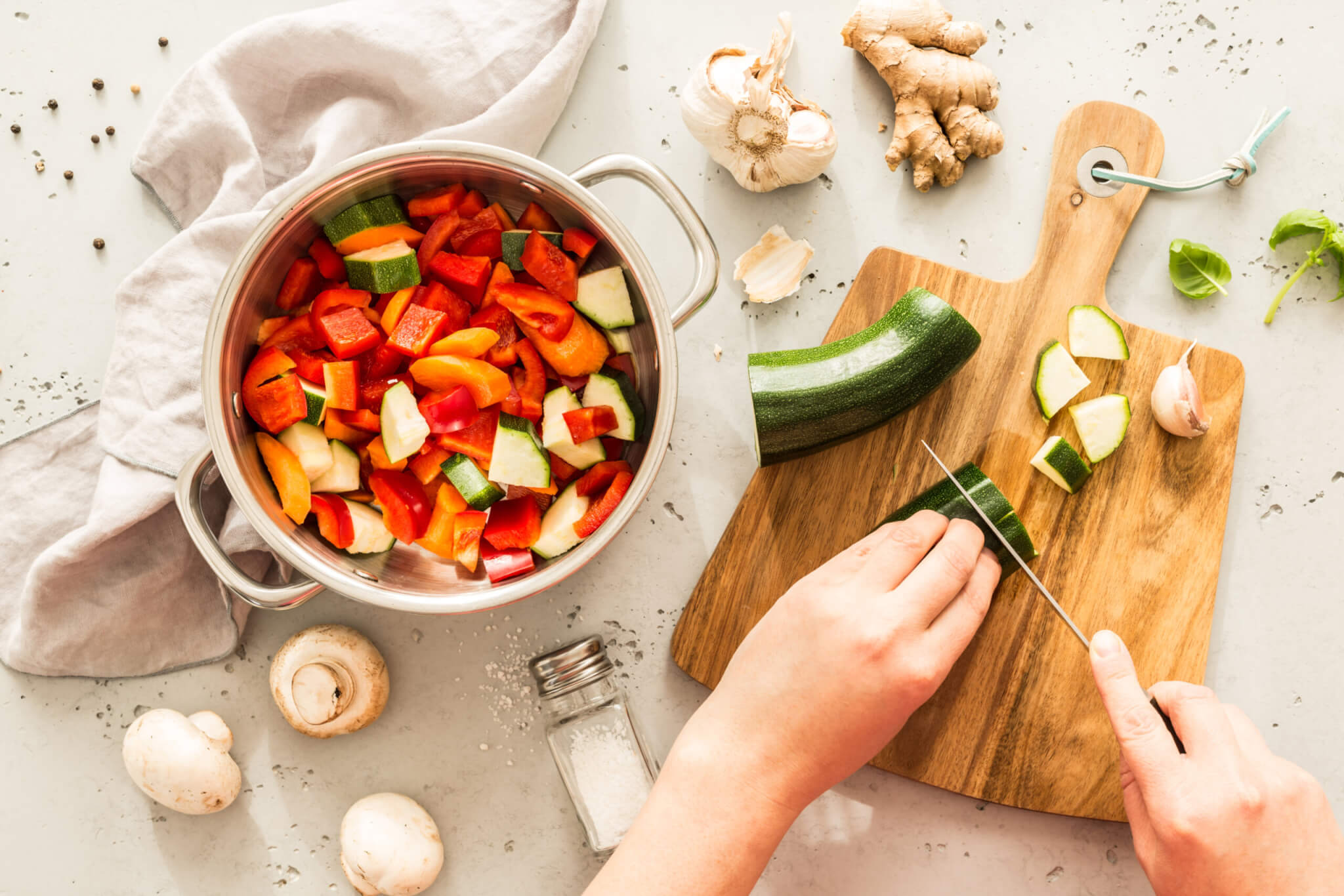 Chef's,Hands,Preparing,Vegetable,Vegetarian,Stew